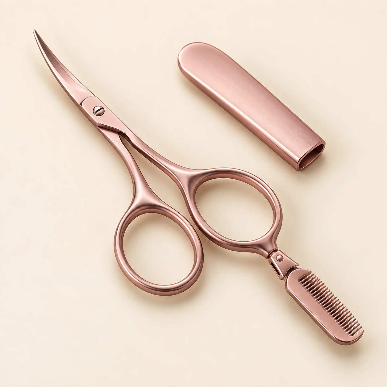 Courbe / Rose eyebrow scissors and included accessories